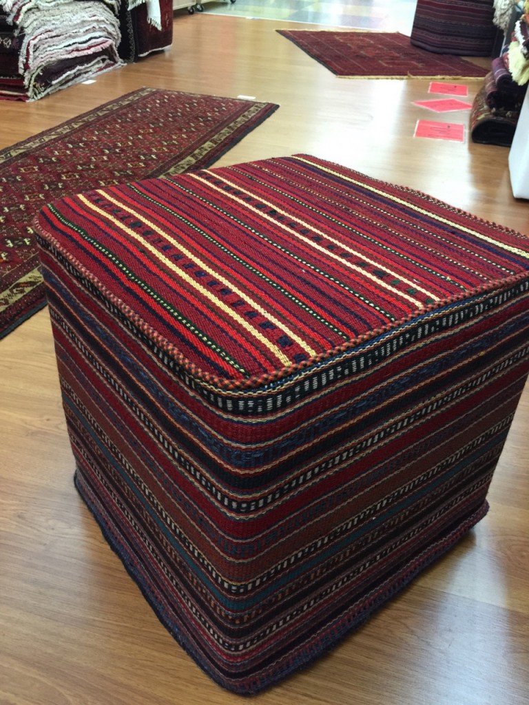 hand woven kilim wool ottoman - Image 2