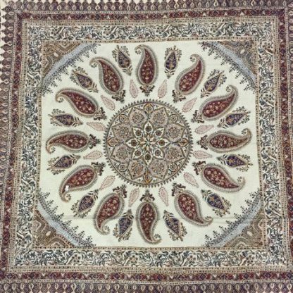 Isfahan hand printed cotton tablecloth 150 cm. X 150 cm.