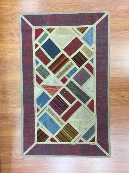 patchwork kilim 96 cm. X 60 cm wool - Image 3