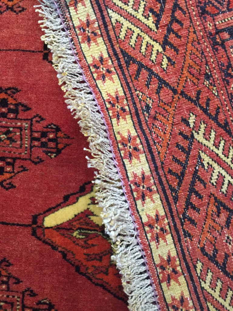 Persian silk & wool bokhara rug - Image 4