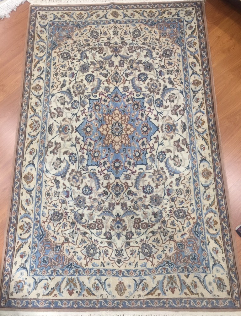 Persian Naieen silk and wool rug