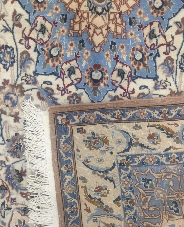 Persian Naieen silk and wool rug - Image 4