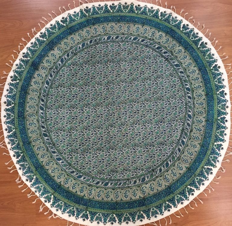 Persian Isfahan round hand block printed 1.5 m D tablecloth