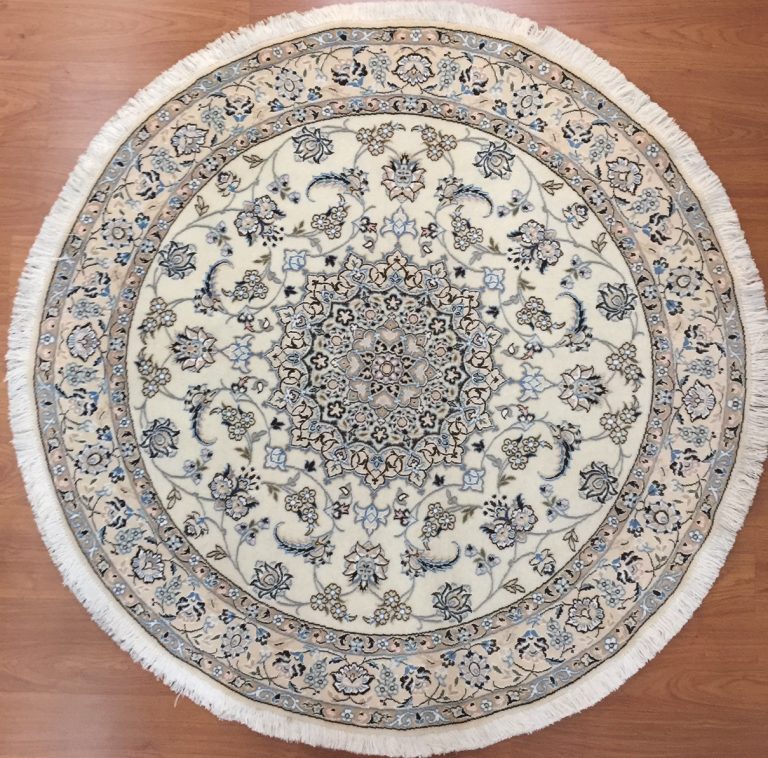 Naieen 1.5 m. D. silk & wool very fine  round rug