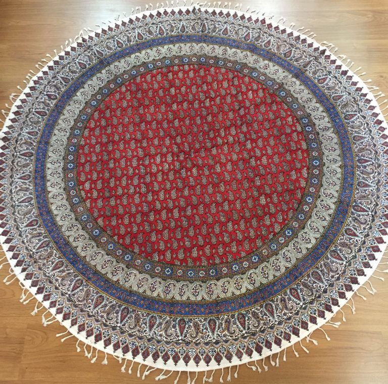 Persian Isfahan hand block printed 180 cm. D. round  tablecloth