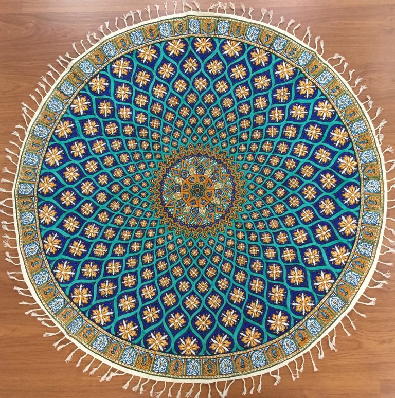 1.2 m D. Isfahan Ghalamkari Round hand printed tablecloth