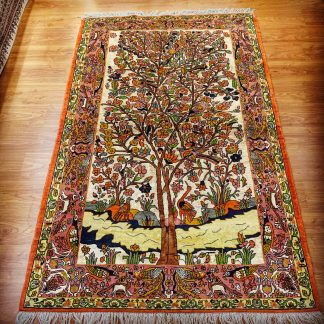 Tree of life 2.18 m. X 1.43 m. silk and wool extra fine