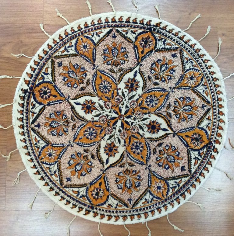 Persian Isfahan Placemat round hand block printed 44 cm. D.