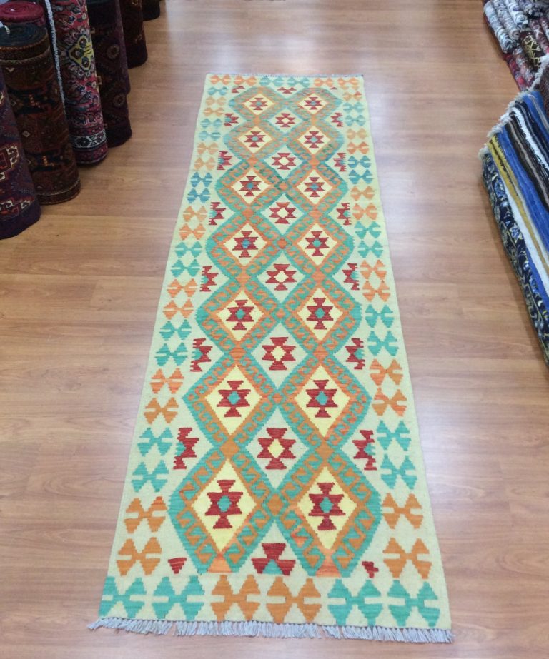 Bohemian Kilim 298 cm. X 82 cm. fine wool runner