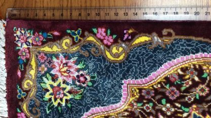 super fine 46 cm. X 30 cm. Silk Qom small rug - Image 3