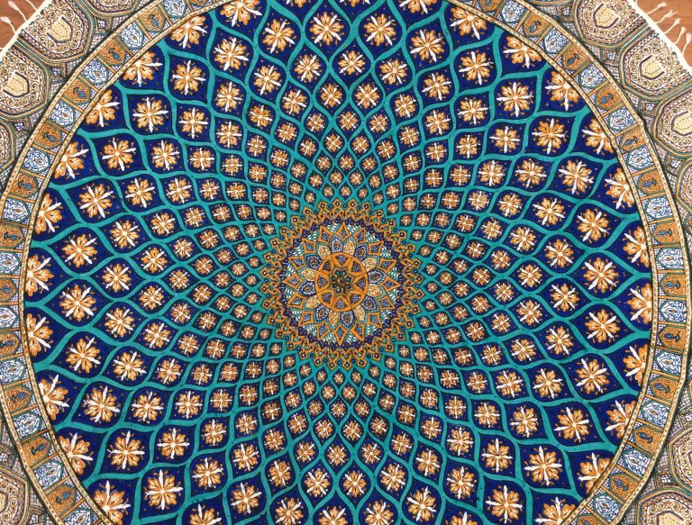 Persian Isfahan hand printed 1.5 m D round tablecloth dome pattern - Image 2