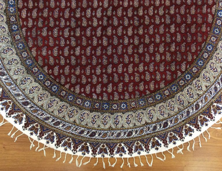 Persian Isfahan hand block  printed 1.5 m D round red tablecloth - Image 3