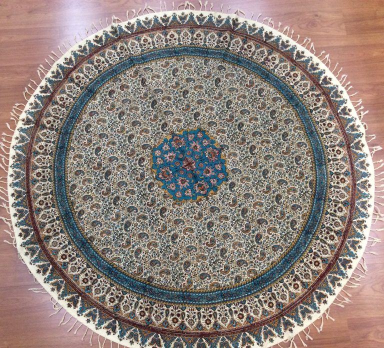 Persian Isfahan hand block  printed 1.5 m D round tablecloth