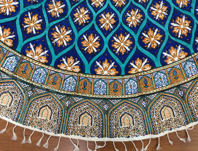 Persian Isfahan hand printed 1.5 m D round tablecloth dome pattern - Image 6