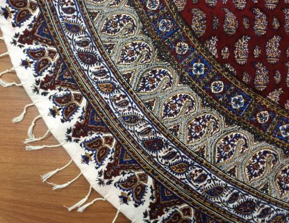 Persian Isfahan hand block  printed 1.5 m D round red tablecloth - Image 5