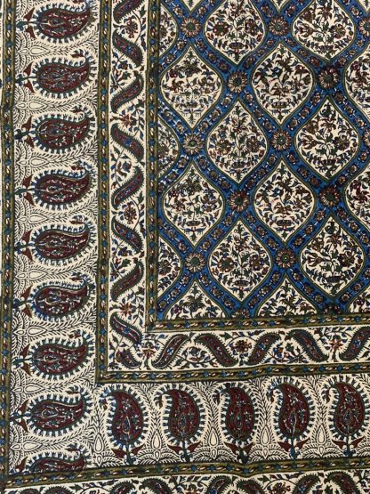 Isfahan hand print 200 cm. X 135 cm. tablecloth blue - Image 6