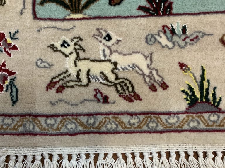 Extra fine Isfahan silk and wool hunting scene rug - Image 13