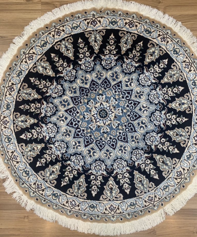 Extra Fine Silk & Wool 1.2 m. D. Naieen hand-knotted round rug - Image 5