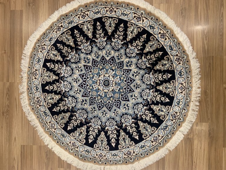 Extra Fine Silk & Wool 1.2 m. D. Naieen hand-knotted round rug