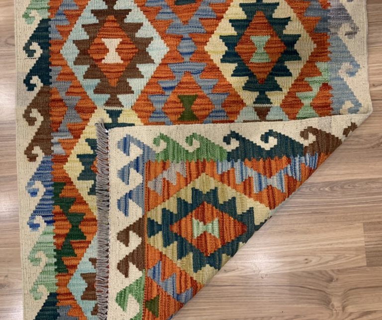 Boho 124 cm. X 78 cm. fine Bohemian wool kilim - Image 4