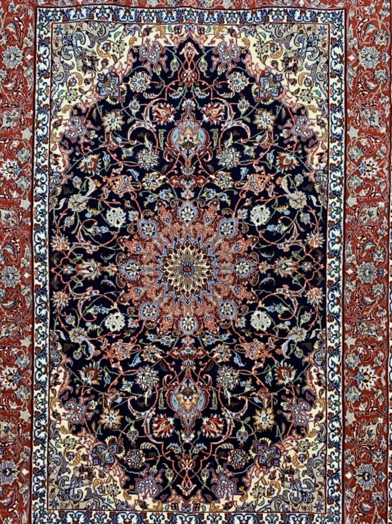 Isfahan super extra fine 160 cm. X 107 cm. silk and wool rug signature - Image 10