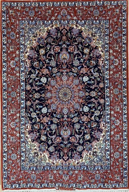 70% OFF - Persian Isfahan super extra fine 160 cm. X 107 cm. silk and wool rug signature - Image 6