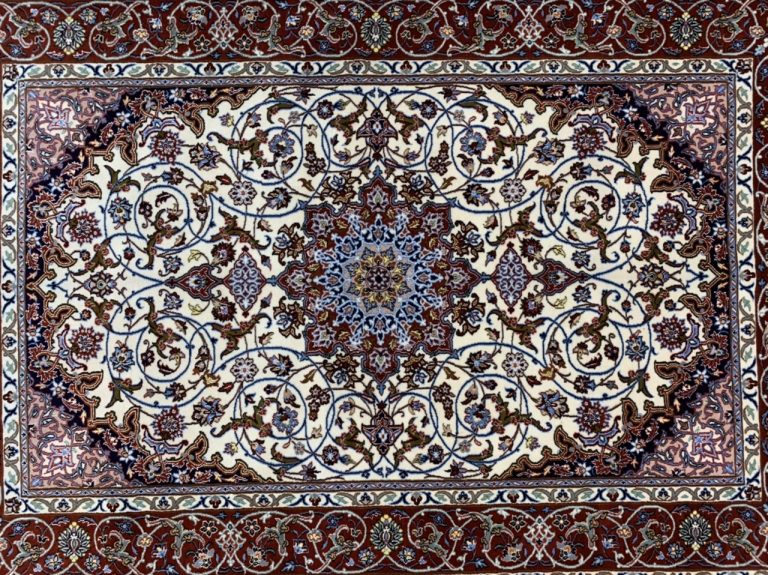 70% OFF - Persian Isfahan super extra fine 187 cm. X 130 cm. silk and wool rug signature - Image 7