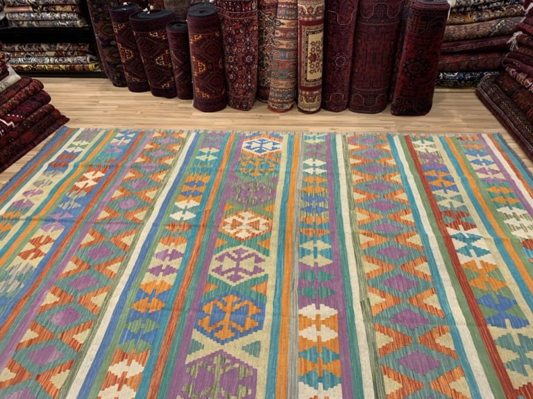 Boho Kilim 300 cm. X 202 cm. fine large Bohemian wool Kilim - Image 7