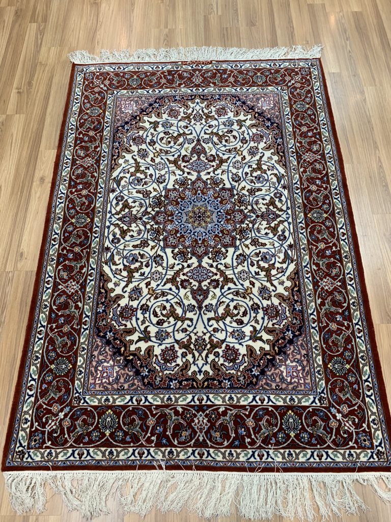 70% OFF - Persian Isfahan super extra fine 187 cm. X 130 cm. silk and wool rug signature