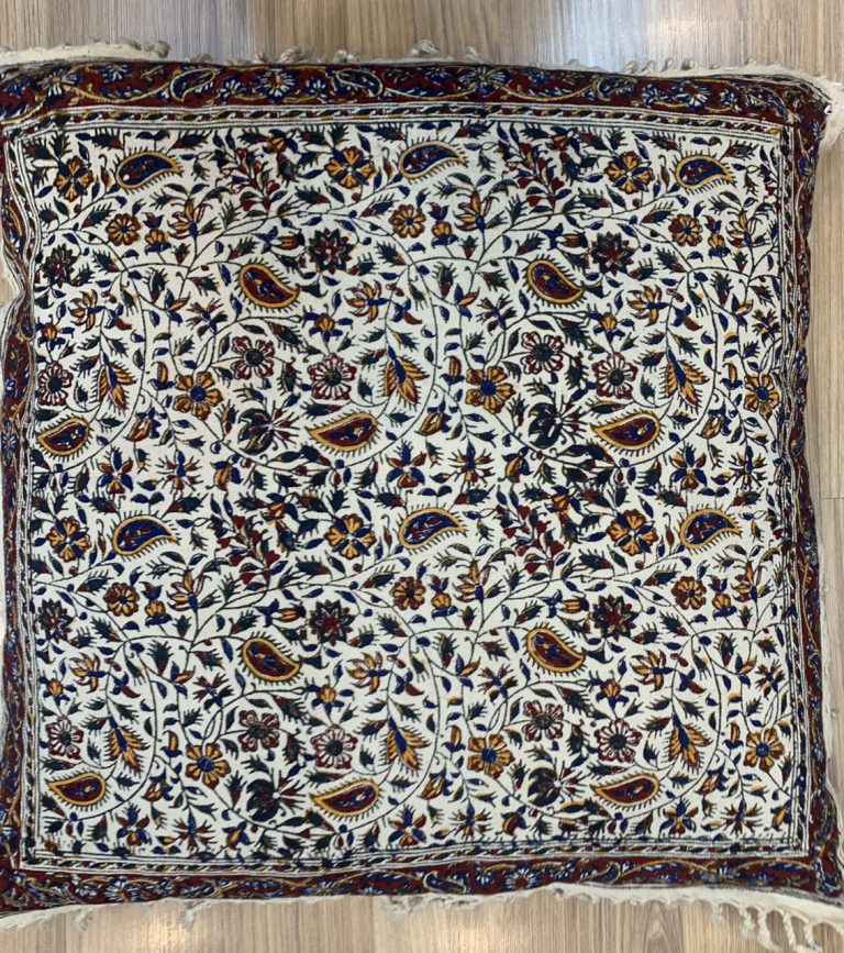 Hand printed Persian Isfahan 50 cm. X 50 cm. Cushion Cover beige