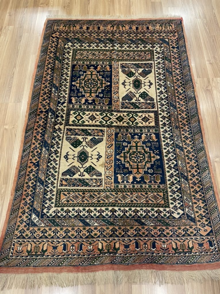 Super fine Qouchan 201 cm. X 127 cm. silk and wool rug