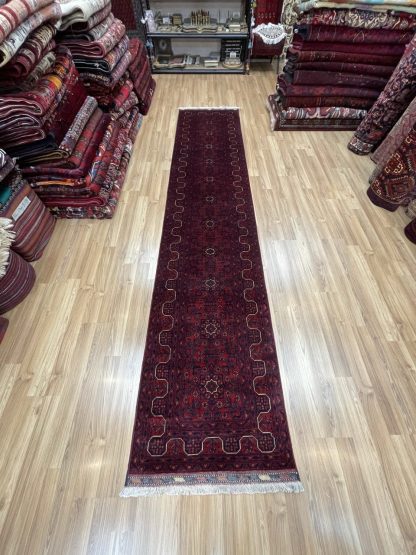 60% OFF SALE - Hand-knotted Extra Fine Tribal Baloochi 372 cm. X 78 cm . wool red runner - Image 6