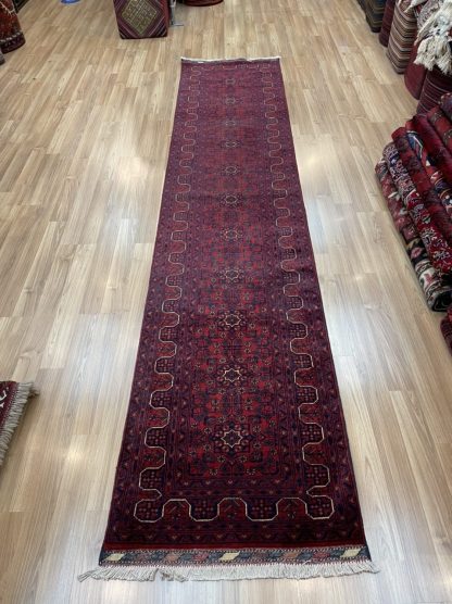 60% OFF SALE - Hand-knotted Extra Fine Tribal Baloochi 372 cm. X 78 cm . wool red runner