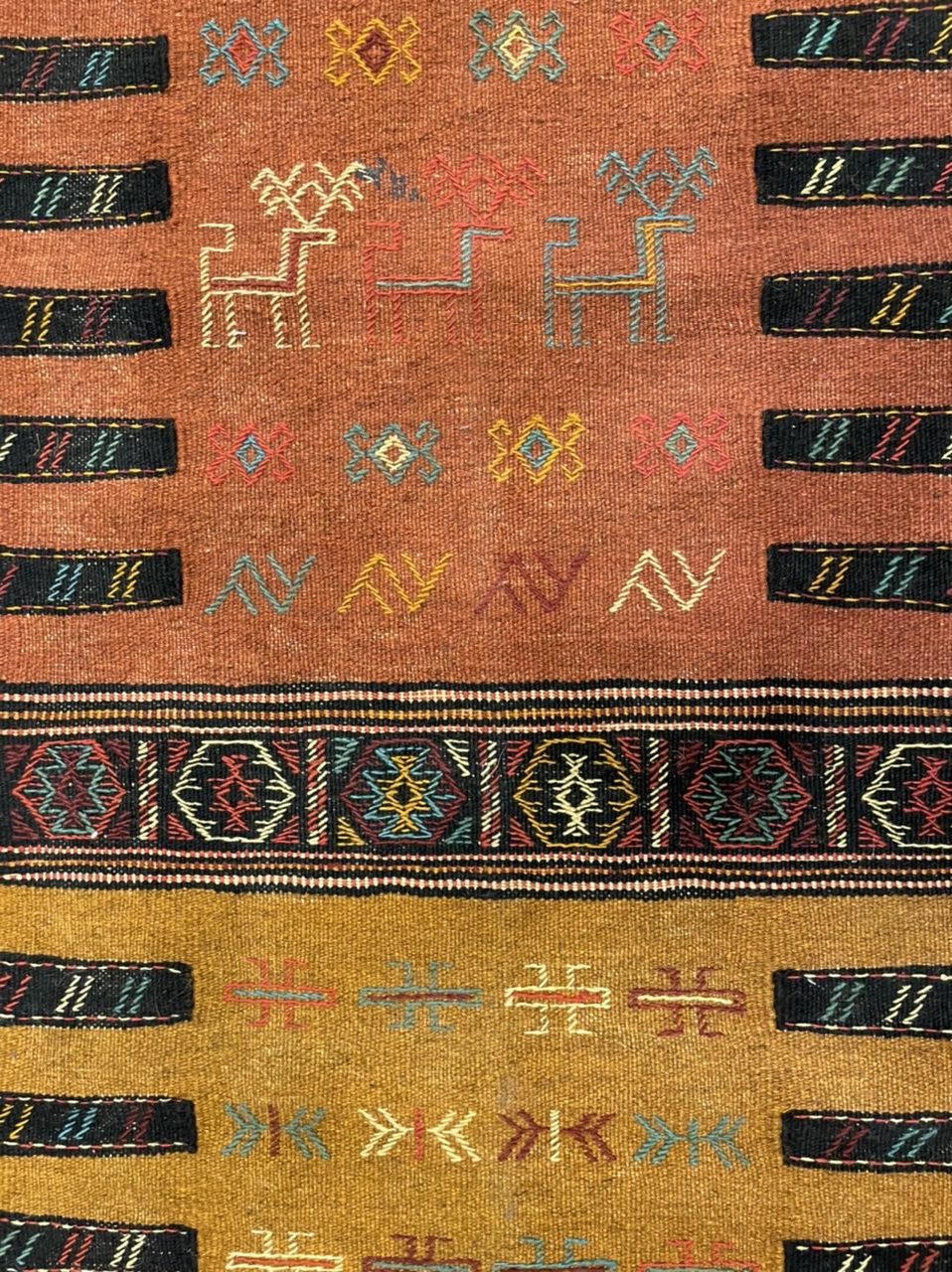 Persian Quchan 170 cm . X 100 cm. very fine wool embroidery kilim rug - Image 5
