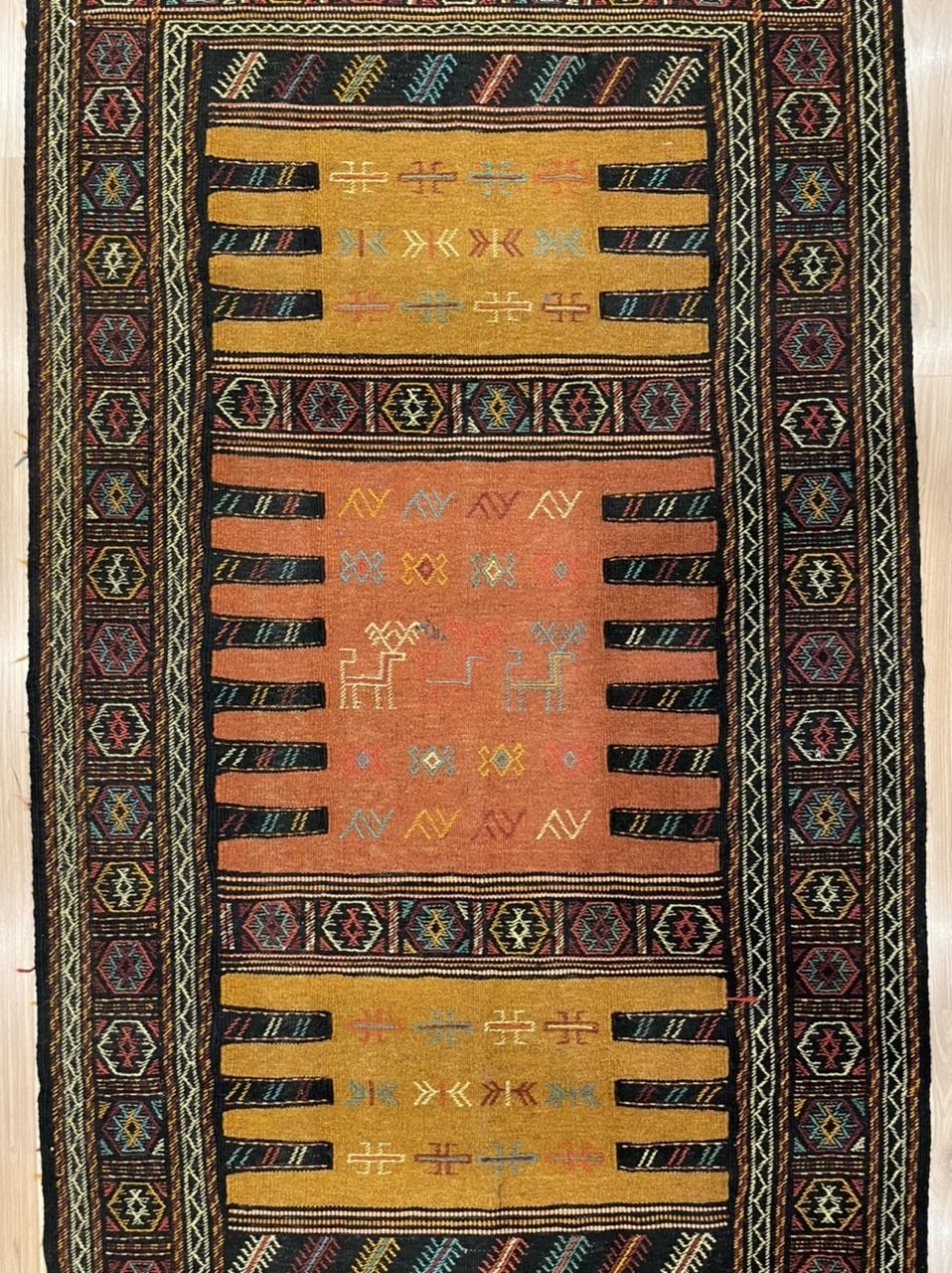 Persian Quchan 170 cm . X 100 cm. very fine wool embroidery kilim rug - Image 2