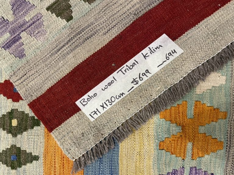 Super fine Boho 171 cm. X 130 Tribal wool kilim - Image 5