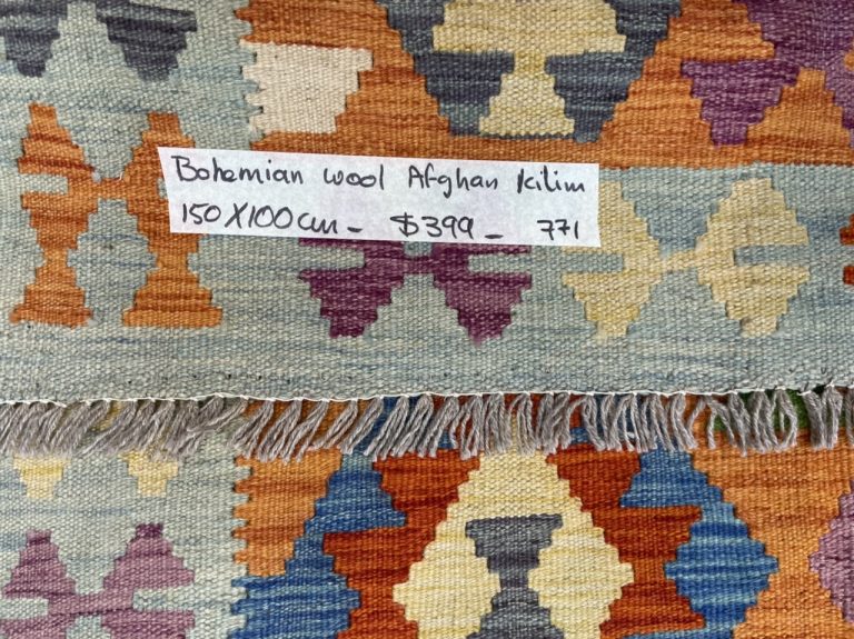 Bohemian wool Afghan kilim rug 150 cm. X 100 cm. - Image 6