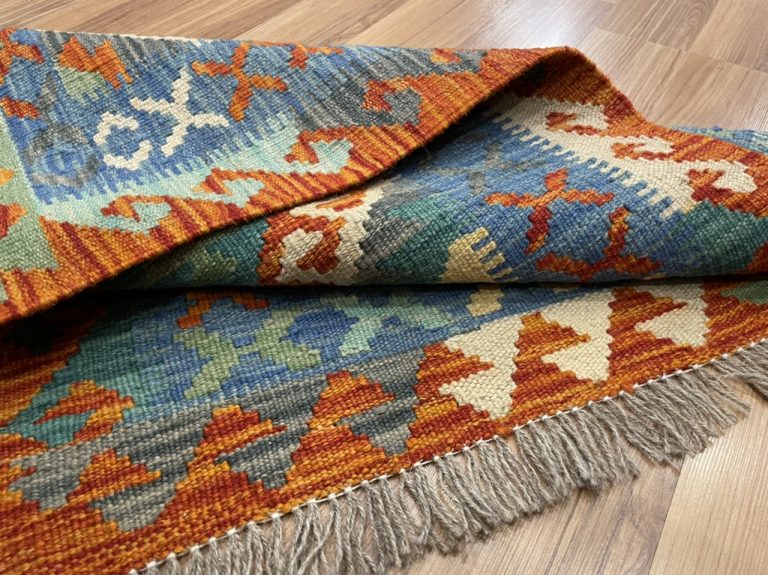 Tribal boho style wool kilim 90 cm. X 62 cm. - Image 5