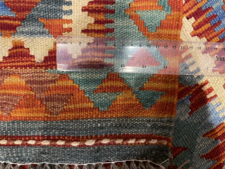 Tribal bohemian wool kilim 91 cm. X 60 cm. - Image 6