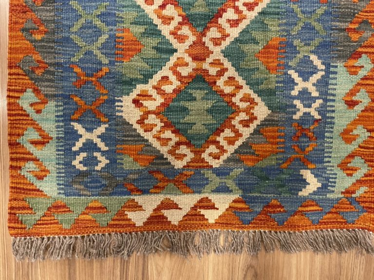 Tribal boho style wool kilim 90 cm. X 62 cm. - Image 4