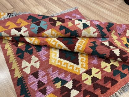 Tribal boho wool kilim rug 155 cm. X 104 cm. - Image 4