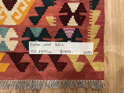 Tribal boho wool kilim rug 155 cm. X 104 cm. - Image 5