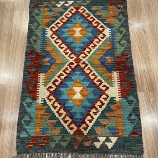 Tribal Bohemian small wool kilim rug 89 cm. X 60 cm.