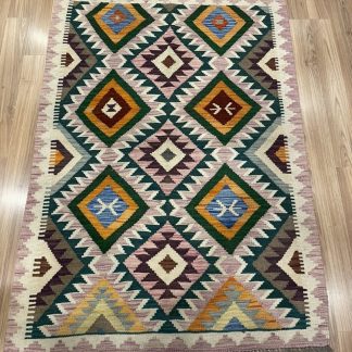 Bohemian Handwoven Wool size 151 cm. X 105 cm. Kilim Rug