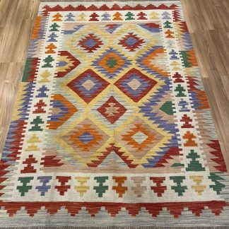 Tribal Boho 212 cm. X 143 cm. wool handwoven Kilim rug