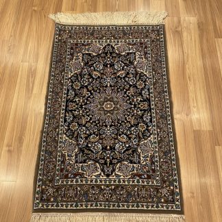 Premium quality Persian Isfahan silk and wool rug 110 cm. X 70 cm.