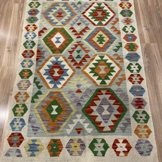 Bohemian Handwoven Wool Size 149 cm. X 97 cm. Kilim Rug