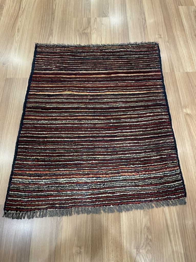 Persian Tribal Gabbeh Wool Stripe Small Rug size 75 cm. X 61 cm.