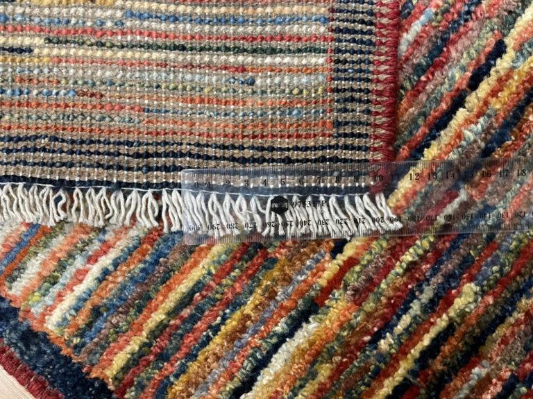 Persian Tribal Gabbeh Wool Stripe Small Rug size 91 cm. X 53 cm.