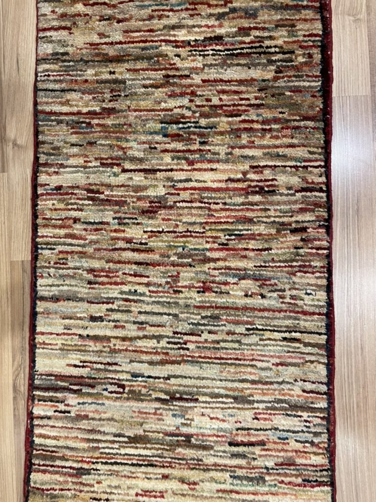 Persian Tribal Gabbeh Wool Stripe Small Rug size 98 cm. X 46 cm.